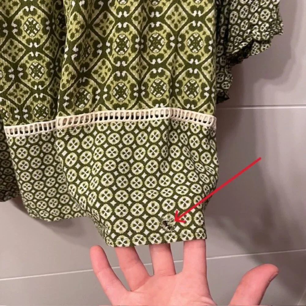 Chico's Boho Geometric Blouse Top Green Flowy Size XL - Picture 10 of 16